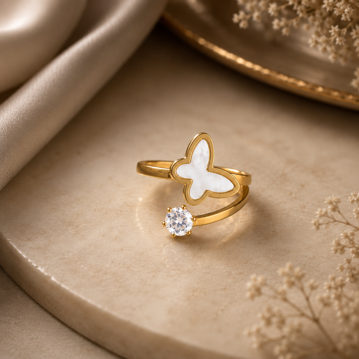 file_0000000031f8821194baf793d99d5f3a TheVeriq Aura Butterfly Ring - 18K Gold Plated Ring for Women - Image 1