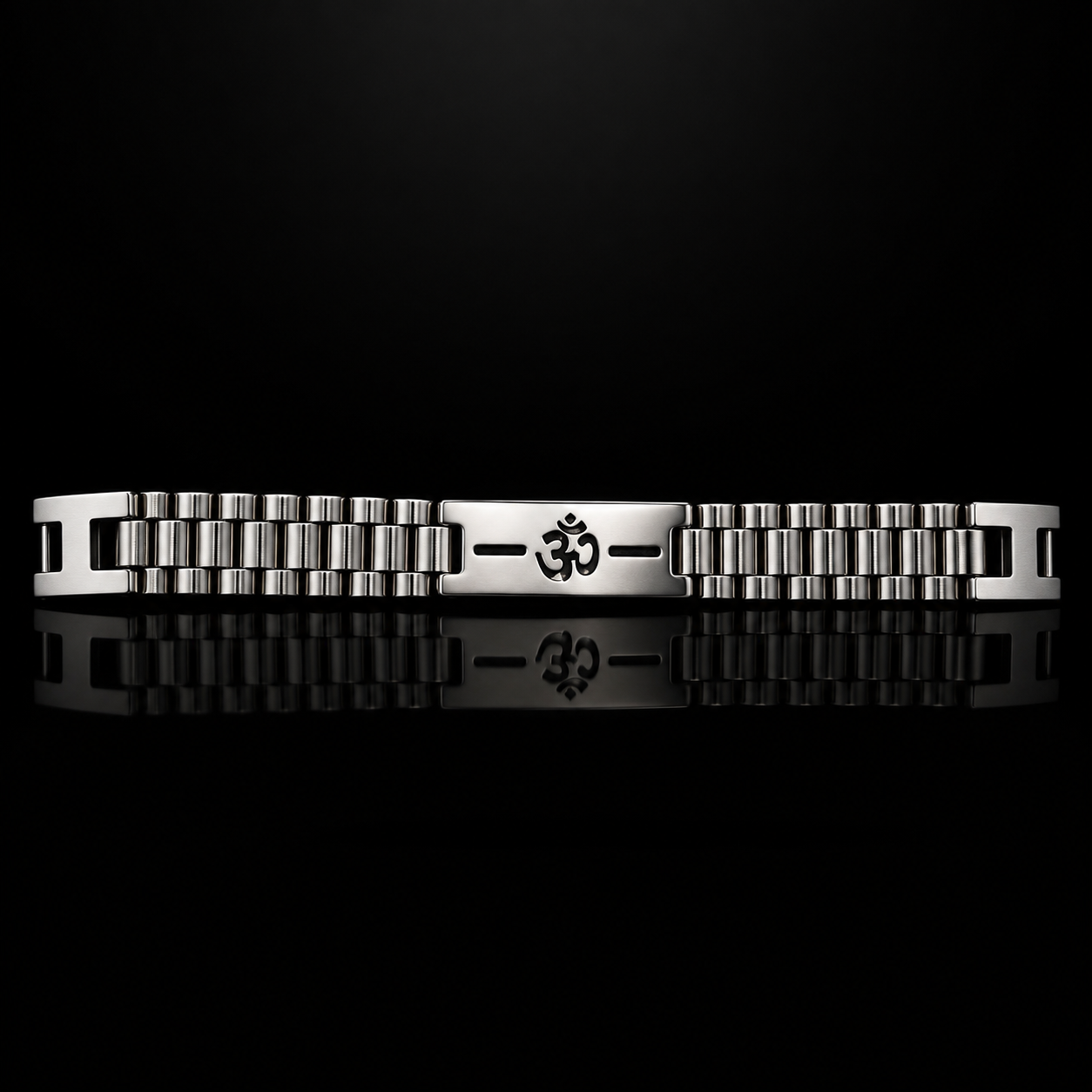 file_000000003d3082119f1d47dad061fbfd TheVeriq Om Legacy Bracelet - Silver Finishh - Image 1
